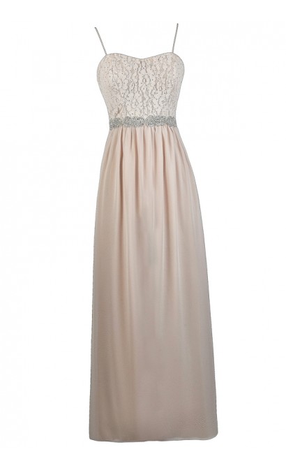 Cute Prom Dress, Embellished Maxi Dress, Cream Blush Maxi Dress, Lace Maxi Dress, Blush Pink Maxi Dress