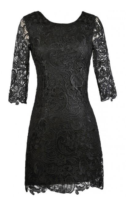 Black Lace Sheath Dress, Cute Black Dress, Black Lace Dress, Little ...