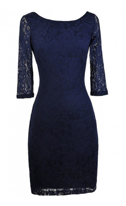 Navy Lace Bodycon Dress, Navy Lace Fitted Dress, Navy Lace Party Dress ...