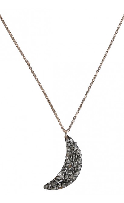 Crescent Moon Necklace, Moon Shaped Necklace, Pyrite Moon Necklace