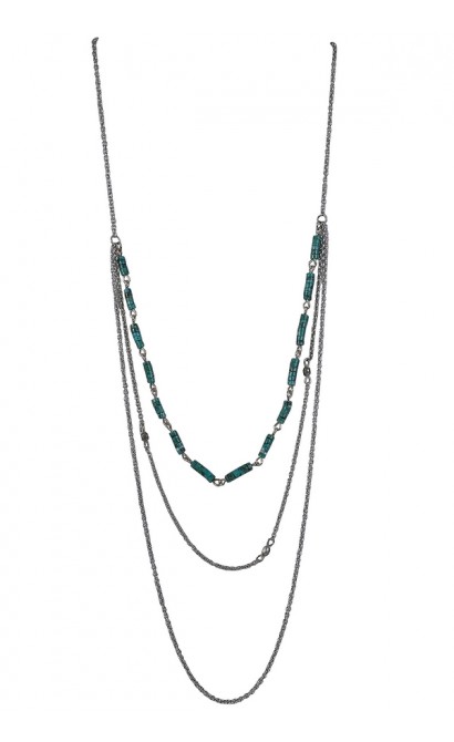 Cute Turquoise Necklace, Turquoise and Silver Layered Necklace, Cute Boho Jewelry