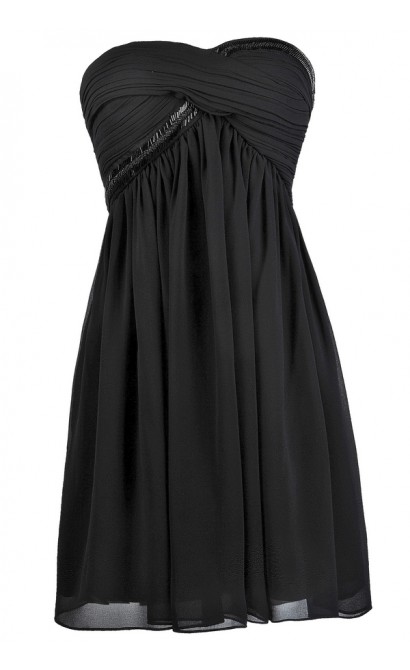 Cute Little Black Dress, Beaded Black Dress, Black Strapless Dress, Black Cocktail Dress, Black Party Dress