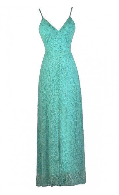 Jade Lace Maxi Dress, Teal Green Lace Maxi