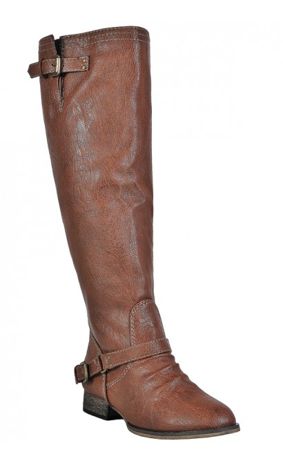 Cognac Riding Boots, Cute Fall Boots, Red Zipper Boots, Tan Boots