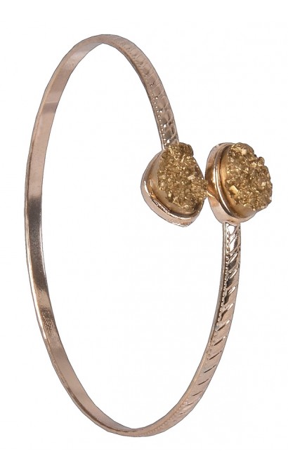 Gold Pyrite Bangle Bracelet, Cute Jewelry, Boho Jewelry