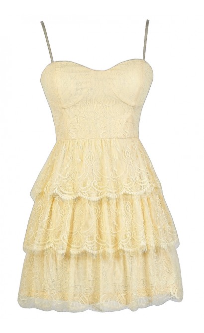 Cream Tiered Lace Top, Cute Cream Top, Cream Bustier Lace Top