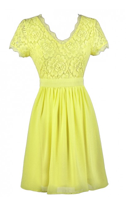 Yellow Lace Dress, Cute Yellow Dress, Yellow Bridesmaid Dress