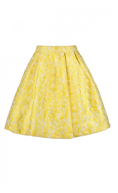 Yellow A-Line Skirt, Cute Yellow Skirt, Yellow Summer Skirt