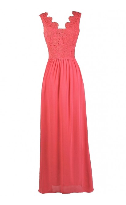 Hot Pink Lace Maxi Dress, Hot Pink Maxi Bridesmaid Dress, Cute Pink ...