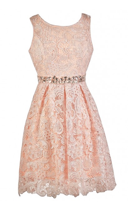 Cute Pink Dress, Pink Lily Boutique Lace Dress, Pink Lace Bridesmaid Dress