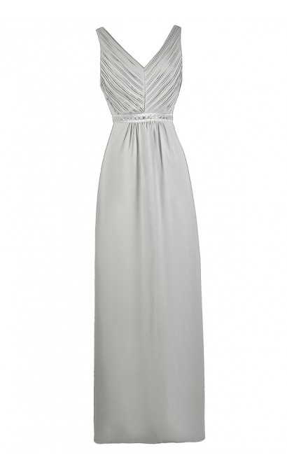 Grey maxi Bridesmaid Dress, Cute Grey Dress, Grey Prom Dress