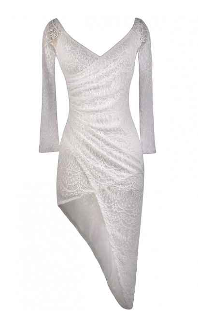 White Lace Party Dress, Cute White Lace Dress, White Lace Cocktail Dress