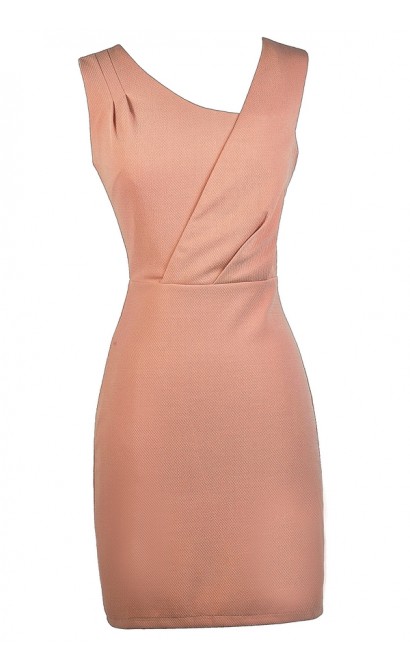 Pink Salmon Sheath Dress, Cute Pink Dress, Cute Work Dress