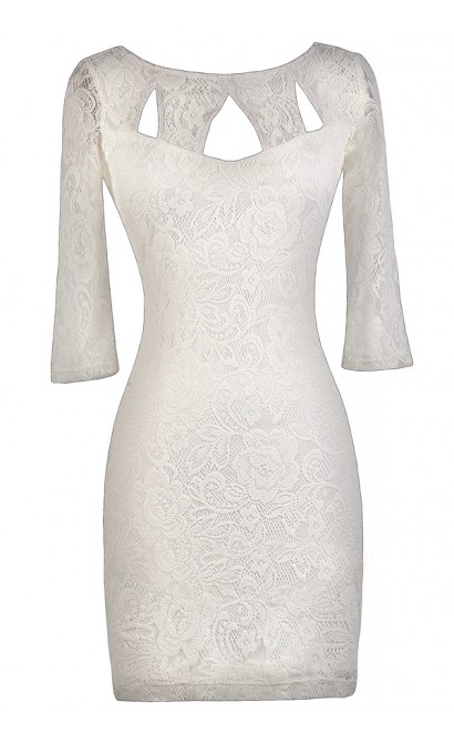 Cute Ivory Dress, Ivory lace Bodycon Dress, Ivory Party Dress