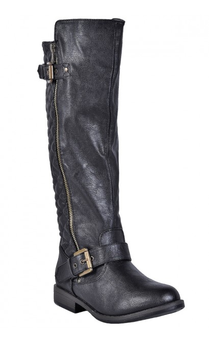 Black Quilted Riding Boots, Cute Black Boots, Fall Boots