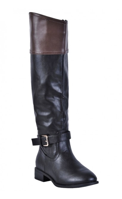 Black and Brown Riding Boots, Cute Fall Boots