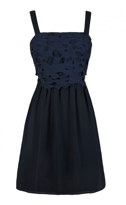 Navy Lace A-Line Summer Party Dress