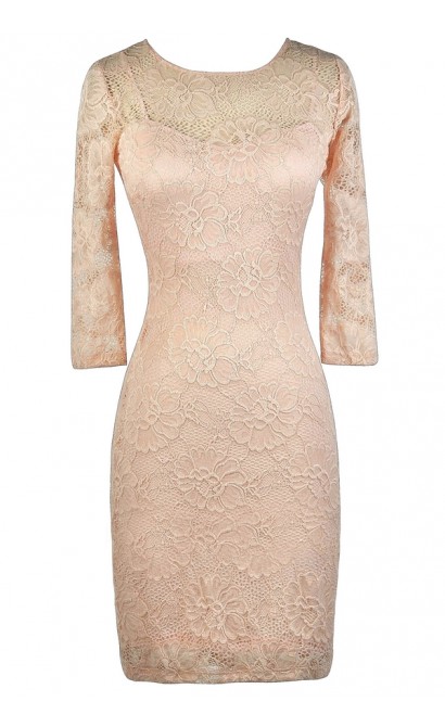 Pink Lace Dress, Lace Pencil Dress, Cute Lace Dress