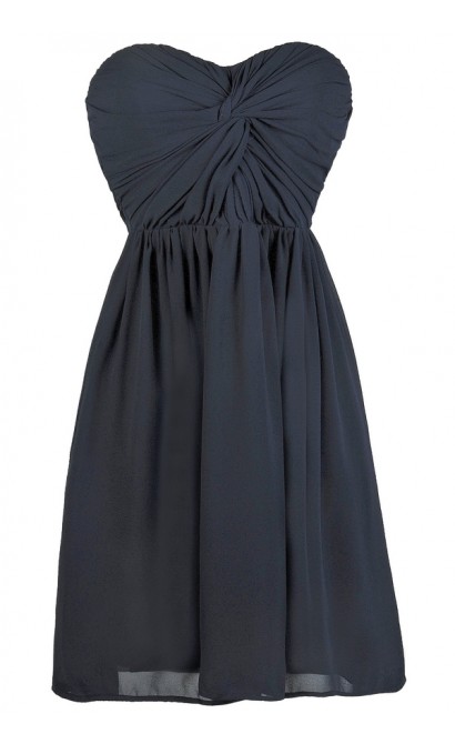 Navy Bridesmaid Dress, Cute Navy Dress, Party Dress