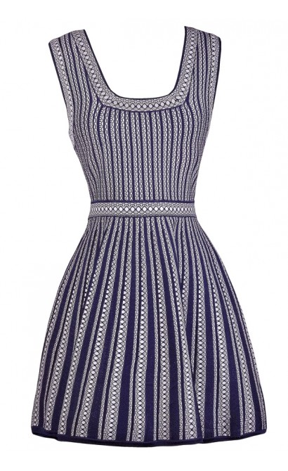 Purple and White Dress, A-Line Dress, Online Boutique Dress