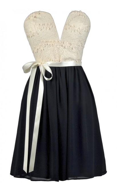 Navy and Ivory Party Dress