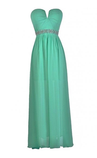 Jade Green Beaded Maxi Dress Online, Jade Green Maxi Bridesmaid Dress