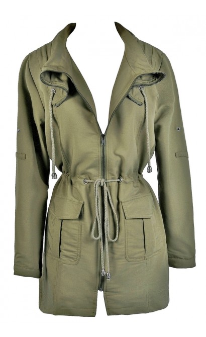 Cute Olive Green Fall Jacket