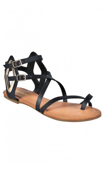 Short Black Gladiator Sandals, Cute Black Sandals, Boho Shoes