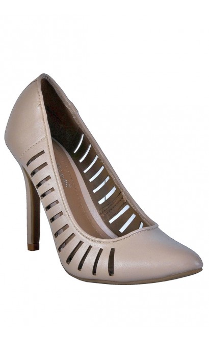 Cute Beige Pumps, Beige Pointed Toe Pumps, Nude Pumps