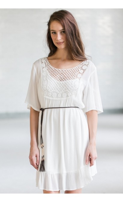White Boho Dress, Cute Summer Dress