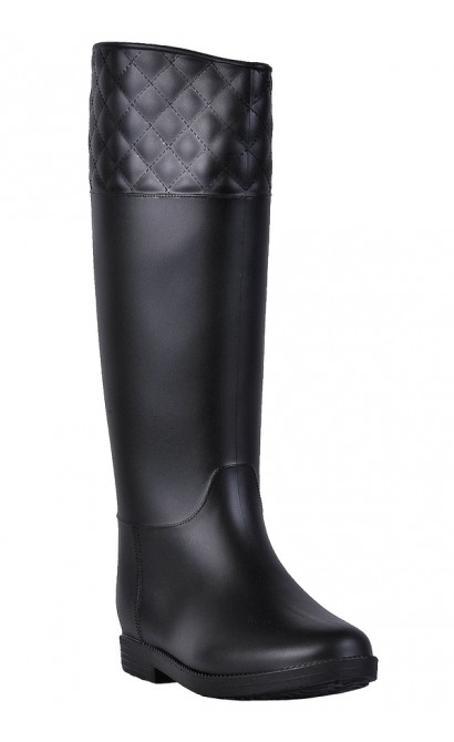 Black Rain Boots, Cute Rain Boots, Quilted Rain Boots