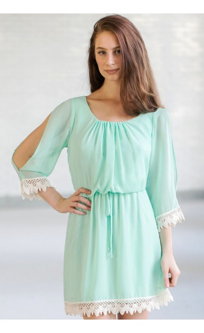 Cute Mint Open Shoulder Dress, Mint Summer Dress, Cute Mint Online Boutique Dress