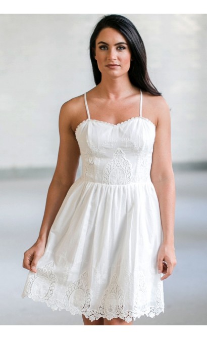 White Eyelet Dress, Cute White Sundress, White Summer Dress Online, Boutique Dresses