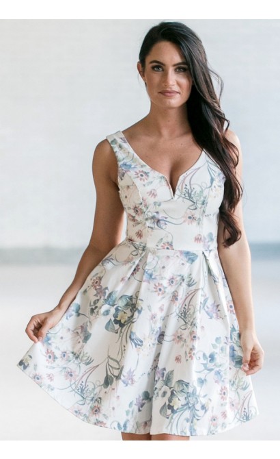 Antique Floral Print A-Line Sundress, Cute Summer Dress, Online Boutique Dress, Floral Party Dress
