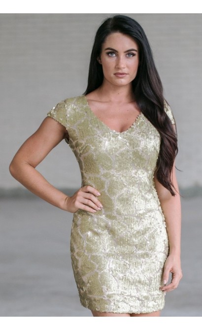 Gold Sequin New Years Eve Party Dress