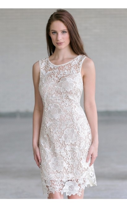 White Lace Rehearsal Dinner Dress