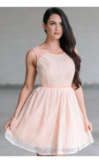 Georgia Peach Lace A-line Dress