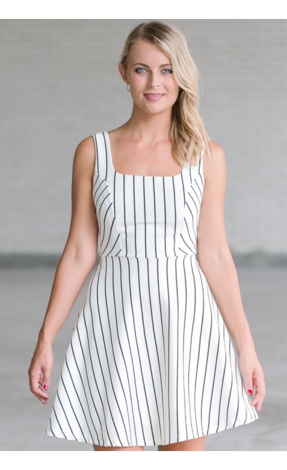 Black and White Striped Summer A-Line Dress