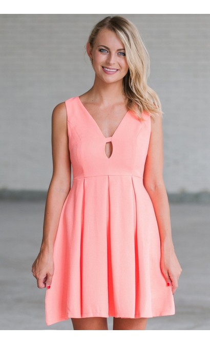 Ashton A-Line Dress in Coral