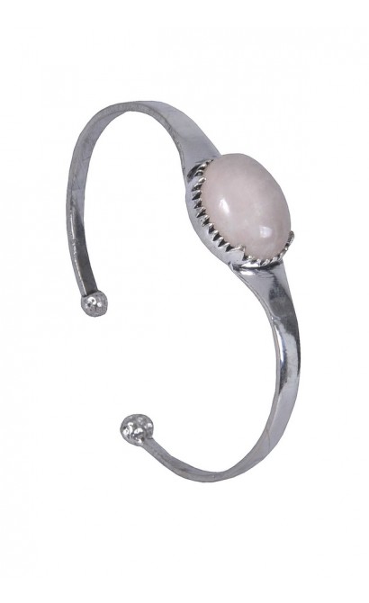 Cute Pink Stone Cuff Bracelet, Silver Cuff Jewelry, Boho Bracelet