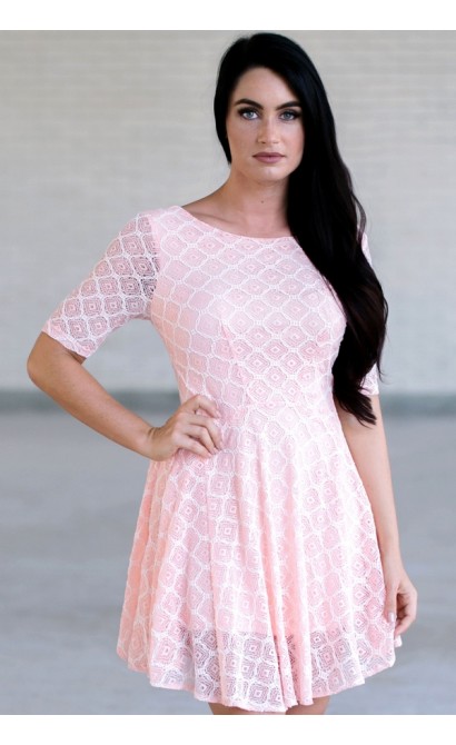 Pink Lace Dress, Cute Pink Dress, Pink Summer Dress Online