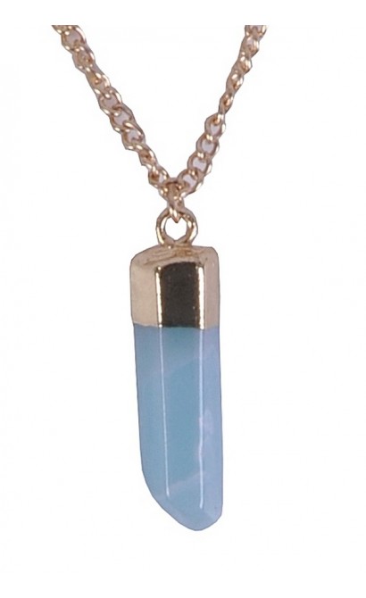 Pale Blue and Gold Crystal Pendant, Cute Online Boutique Jewelry, Boho Necklace