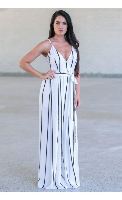 Black and White Stripe Jumpsuit, Cute Stripe Summer Outfit, Online Boutique Jumpsuit