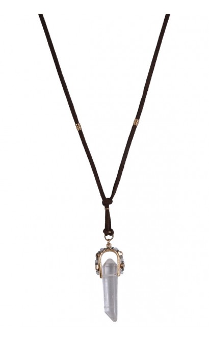 Brown and Clear Crystal Boho Jewelry, Cute Pendant