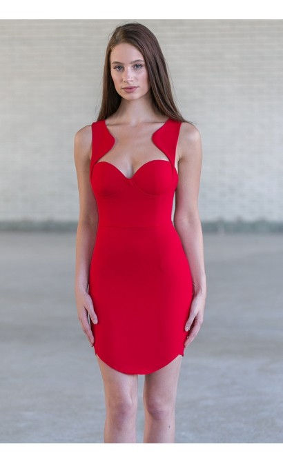 Red Bodycon cocktail dress, sexy red party dress