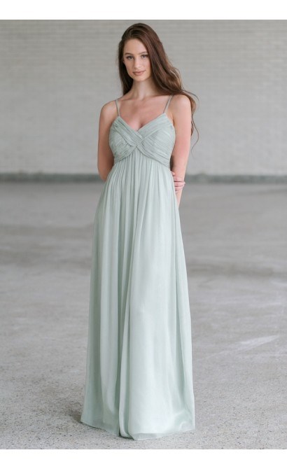 Cute Sage Green Maxi Dress Online, Maxi Bridesmaid Dress