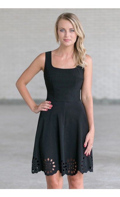 Black A-Line Party Dress, Cute Little Black Dress