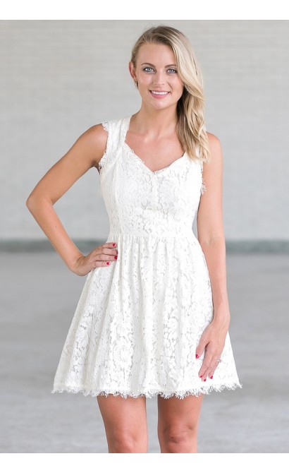 Ivory Lace A-Line Dress, Cute Summer Dress Online