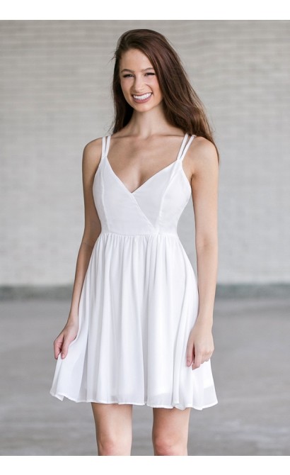 Off White Strappy party Dress, Cute Ivory Summer Dress