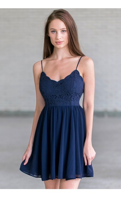 Navy Lace Party Dress, Lace Juniors Cocktail Dress Online